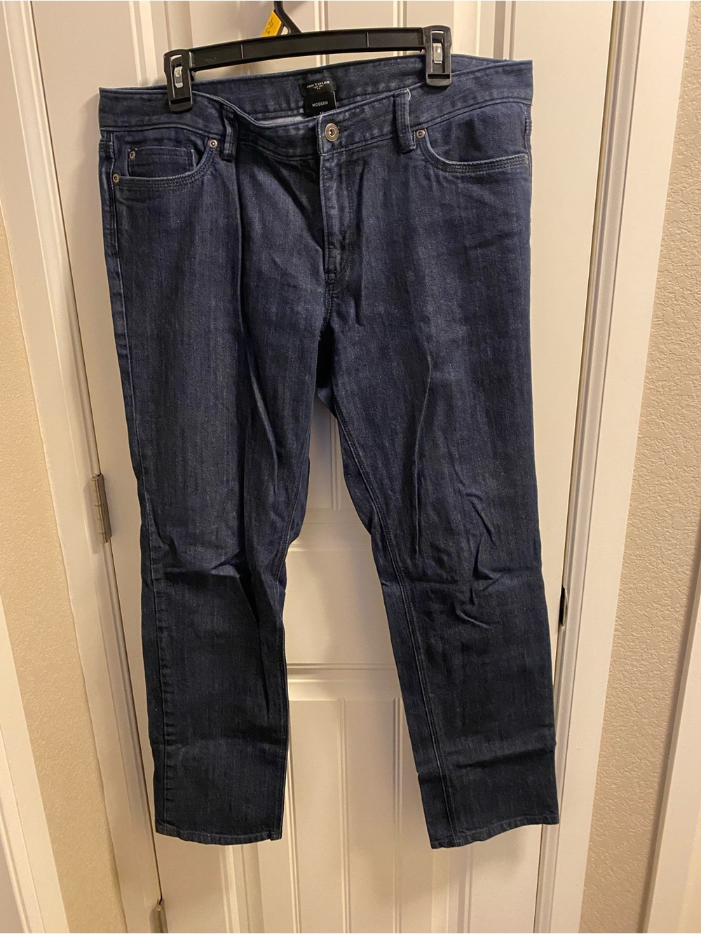 Ann Taylor 14 Jeans Modern Straight Leg Stretch Dark Blue Denim